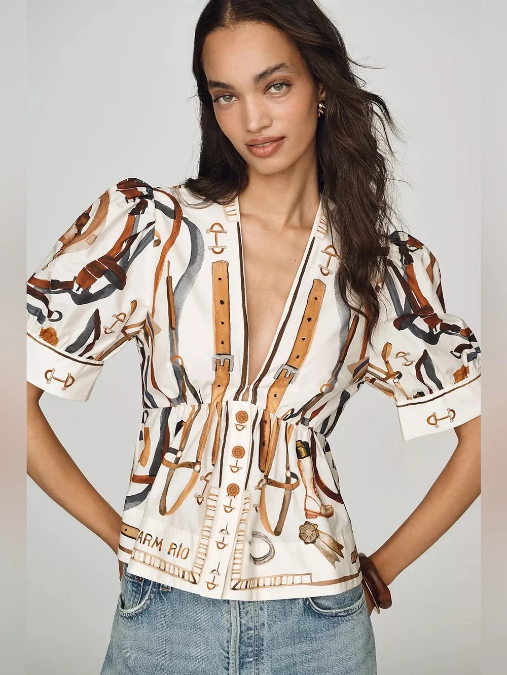 Farm Rio Equestrian Scarf Blouse